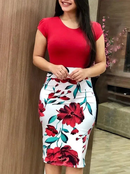 Elegant Printed Midi Career Dress Dream Z