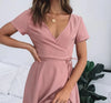 Feminine Pink V-Neck Tailored Dress Dream Z