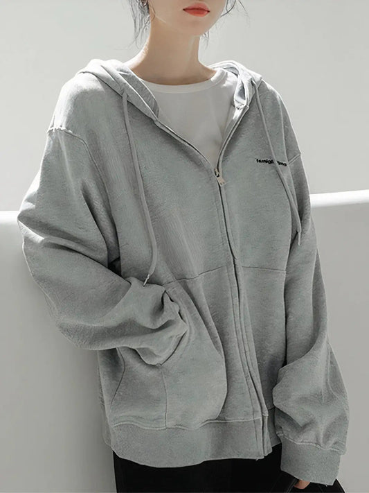 Letter Print Zip Up Hoodie Dream Z