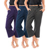 Elegant Basics Women's Trio Drawstring Capris | Soft French Terry Cotton Dream Z