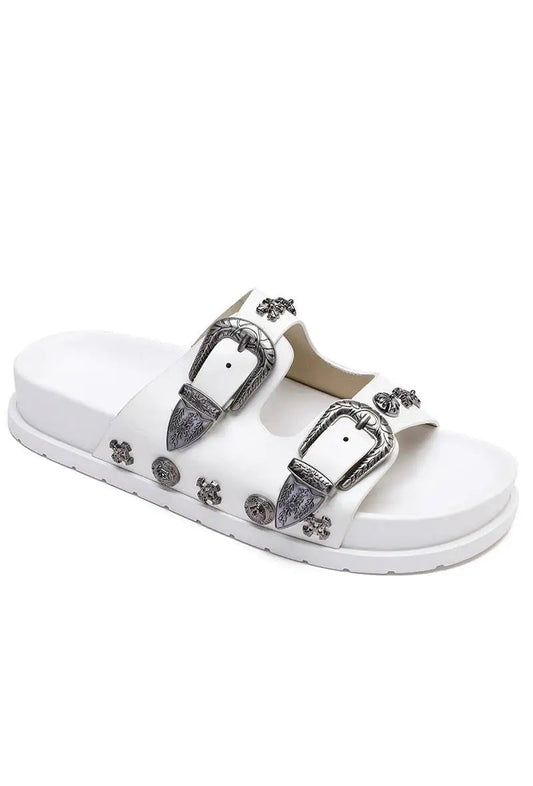 White Double Buckle Sandals Dream Z