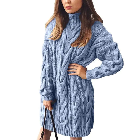 Turtleneck Twist Knitted Sweater Dress Dream Z