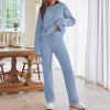 Solid Color Women's Round Neck Long Sleeve Trousers Warm Suit Dream Z