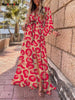 V-Neck Slit Leg Lace Dress Dream Z