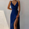 V-neck Slip Dress Low Cut Printed Slit Dress Dream Z