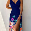 V-neck Slip Dress Low Cut Printed Slit Dress Dream Z