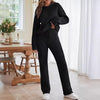 Solid Color Women's Round Neck Long Sleeve Trousers Warm Suit Dream Z