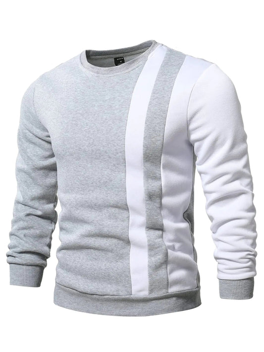 REGALROBE Men's Elegant Two-Tone Crewneck Fleece Sweatshirt Dream Z