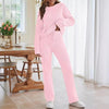 Solid Color Women's Round Neck Long Sleeve Trousers Warm Suit Dream Z