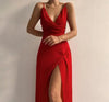 V-neck Slip Dress Low Cut Printed Slit Dress Dream Z