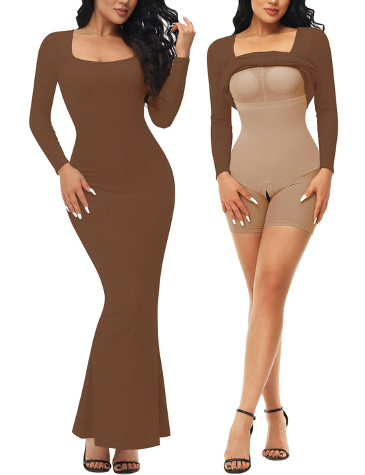 Fengbay Sculpting Square Neck Long Dress Dream Z