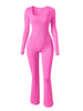 OQQ Women's Ribbed Yoga Jumpsuit with Flared Sleeves Dream Z