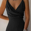 V-neck Slip Dress Low Cut Printed Slit Dress Dream Z