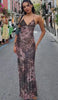 Chic Puss Print Halter Dress Dream Z