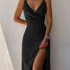 V-neck Slip Dress Low Cut Printed Slit Dress Dream Z