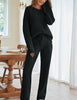 Solid Color Women's Round Neck Long Sleeve Trousers Warm Suit Dream Z