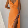 V-neck Slip Dress Low Cut Printed Slit Dress Dream Z