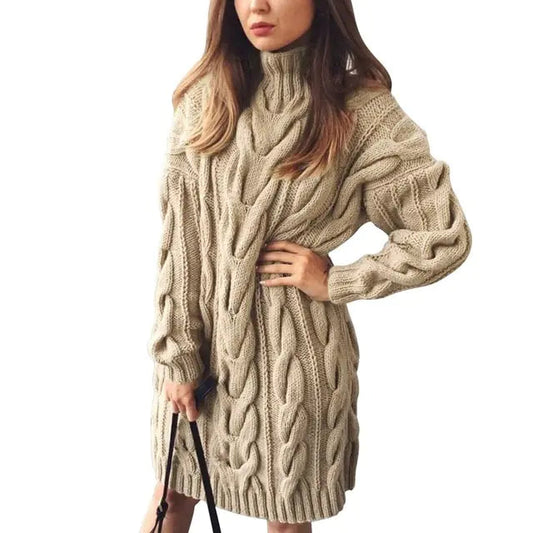 Turtleneck Twist Knitted Sweater Dress Dream Z