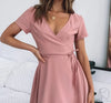 Feminine Pink V-Neck Tailored Dress Dream Z