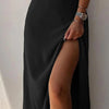 V-neck Slip Dress Low Cut Printed Slit Dress Dream Z