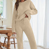 Solid Color Women's Round Neck Long Sleeve Trousers Warm Suit Dream Z