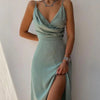 V-neck Slip Dress Low Cut Printed Slit Dress Dream Z