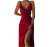 V-neck Slip Dress Low Cut Printed Slit Dress Dream Z