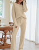 Solid Color Women's Round Neck Long Sleeve Trousers Warm Suit Dream Z
