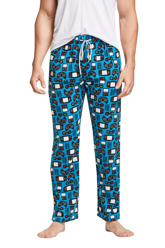YINCOZI Men's Fleece Pajama Lounge Pants with Pockets in Cat Blue Dream Z